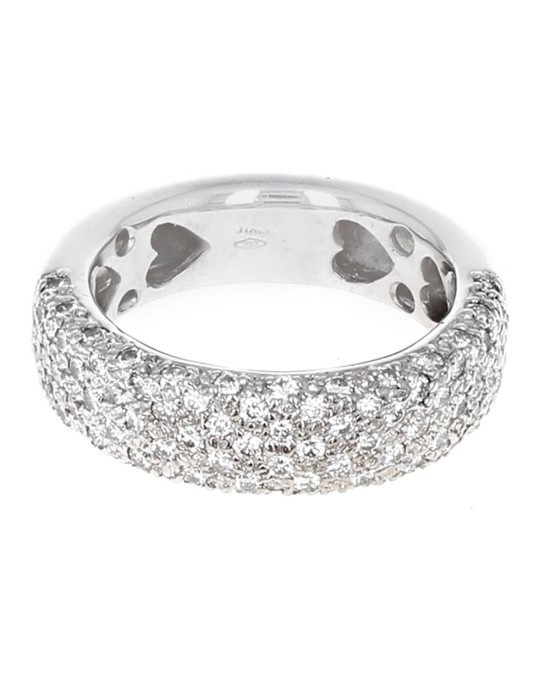 3 Sided Diamond Pave Band Ring in White Gold